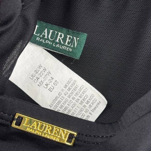 Ralph Lauren Plunge Halter Mio One Piece Swim Dress Size 22W Black Swimsuit - Picture 7 of 8